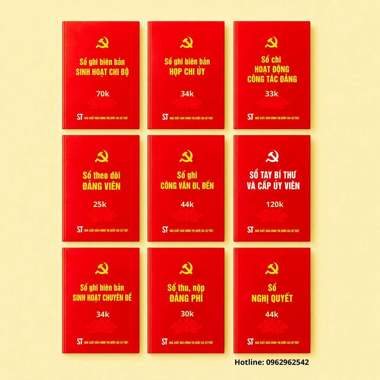 Bộ sổ dùng cho chi bộ sau sáp nhập (9 cuốn)